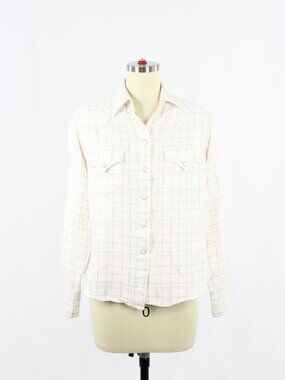 Vintage 00's ROCKMOUNT Made in USA White Check Snap Front Western Shirt, Size S